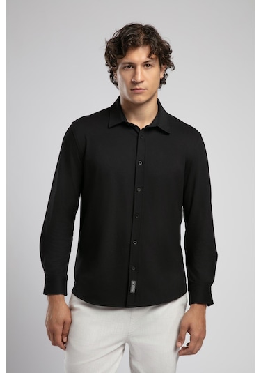 Lee Cooper Joles Erkek Uzun Kol Örme Gömlek-19773 Siyah