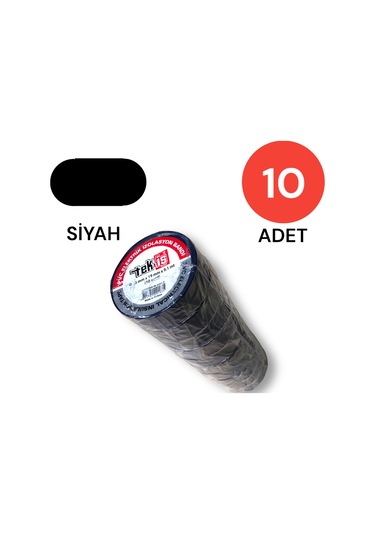 Tek-iş Izole Bant Elektrik Bandı Siyah 10 Adet