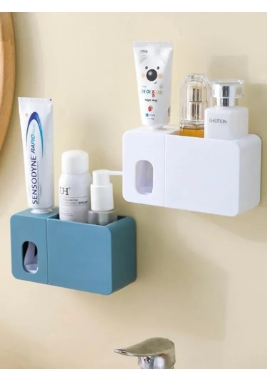 Ximistore9 Duvar Tipi Diş Macunu Dağıtıcı - Beyaz, Çocuk Dost, Doğru Miktar Kontrolü, Diş Fırçası Konteyneri Beyaz