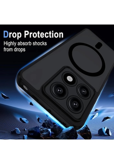 Motion003 Xiaomi 14t Pro Siyah Manyetik Koruyucu Kılıf Mi 14t Pro Armor Funda Şeffaf Mat Darbeye Dayanıklı