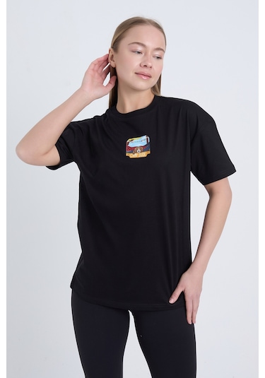 Velvoria Unisex Oversize Siyah Dude T-shirt