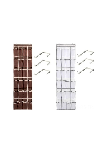 Flybuy Kapı Üstü 24 Gözlü Ayakkabı Ve Eşya Düzenleyici, Beyaz Depolama Çantası Beyaz