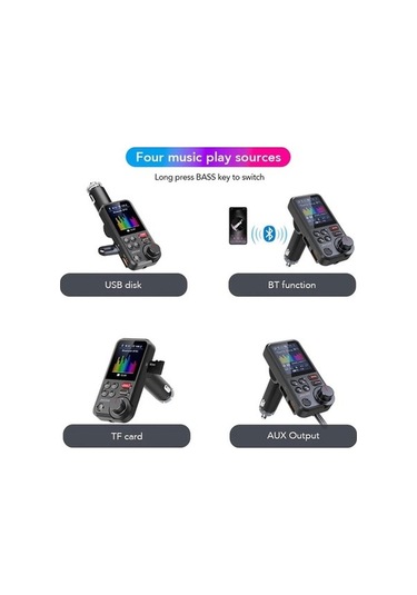 Moly Xiaoguang 1.8 İnç Kablosuz Bluetooth Fm Verici Aux, Qc3.0, Şarj Edilen Tizli Sesli Araç Ürünü