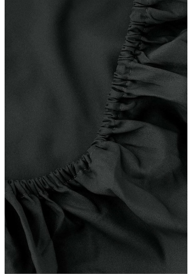 %100 Pamuk Lastikli Havlu Çarşaf Tek Kişilik 100x200 Cm+25er Cm Köşe Ve Yan Yükseklik Siyah