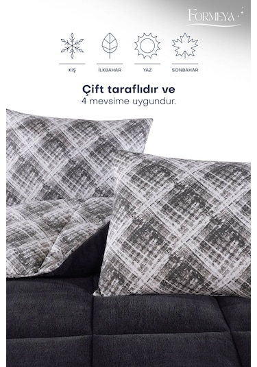 Formeya Siyah Tek Kişilik Wellsoft Yorgan Yastık Kılıflı