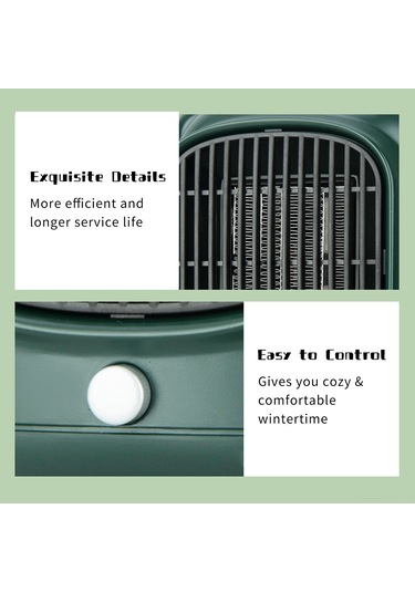 Qingmipy Eu Plug Yeşil Ptc Seramik 500w Sessiz Odun Isıtıcı - Ofis Ev Masaüstü Mini Isı Kaynağı