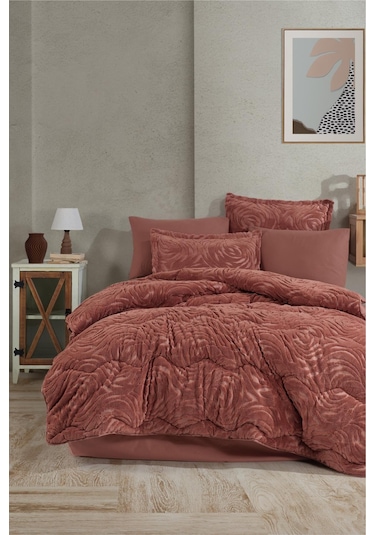 Clasy Wellsoft Jakarlı Çift Kişilik Uyku Seti Reste Kiremit