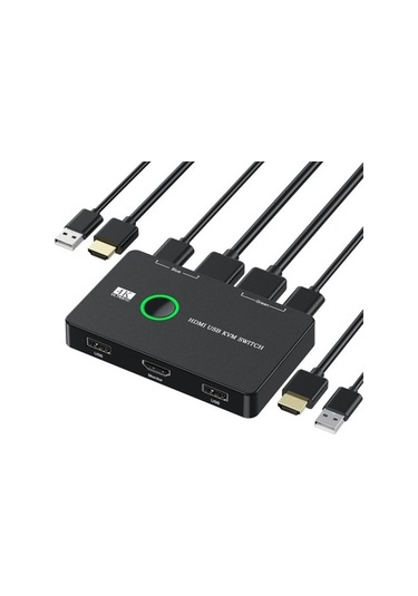 Castleofangels Kvm Switch 2 Bağlantı Noktalı Kutu Usb Ve 2 Bilgisayar Için Uyumlu Anahtar Paylaşımlı Klavye