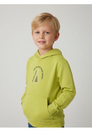 Zekids Erkek Çocuk Pamuklu Neon Yeşil Baskılı Sweatshirt-16701 YESIL