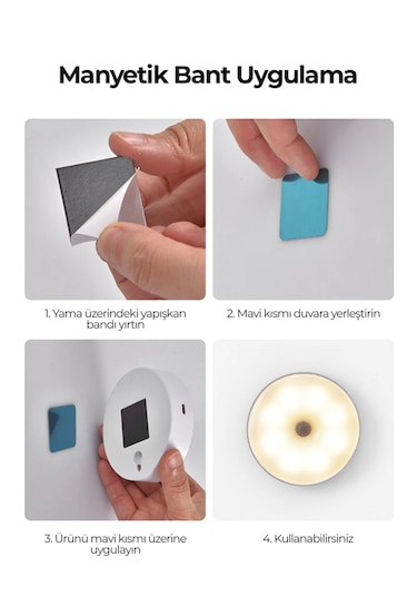 2 Adet Hareket Sensörlü Usb Şarjlı Led Işık Lamba-oda, Mutfak, Salon Ve Merdiven Işıklandırma 1