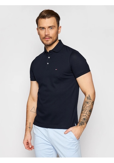 Tommy Hilfiger Polo Yaka Pike Erkek T-shirt Lacivert