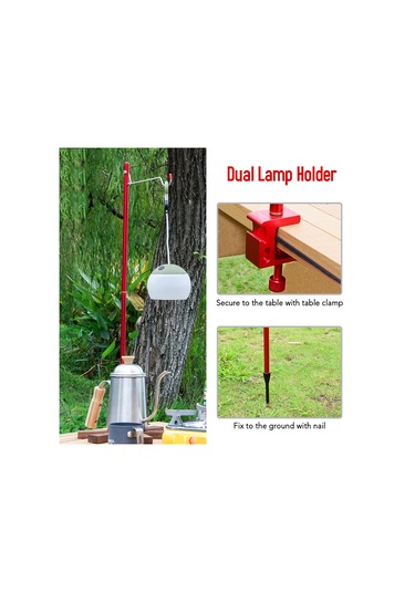 Sundick Çıkarılabilir Fener Standı Lamba Tripod Kamp Lambası Kırmızı Kızıl
