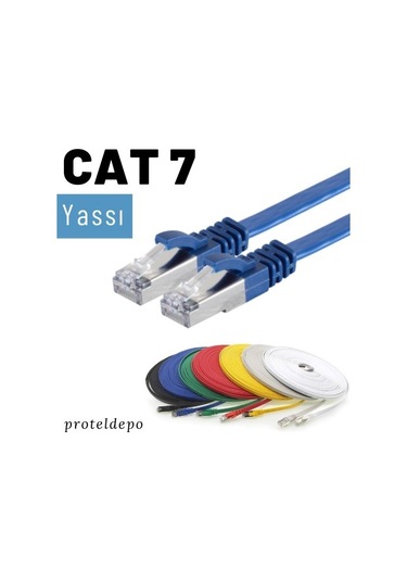 Irenis CAT7 Kablo Yassı FTP Ethernet Network LAN Ağ Kablosu, 1 M-Sarı
