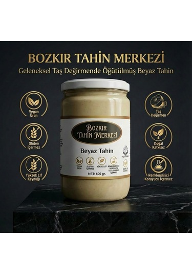 Bozkır Tahin Merkezi Beyaz Taş Değirmen Tahini 600 Gr Doğal & Vegan
