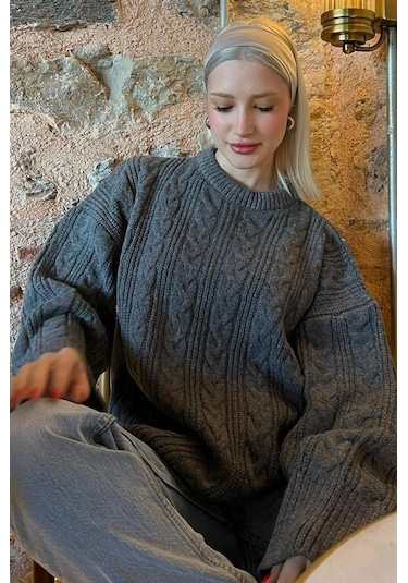 Madmext Antrasit Bisiklet Yaka Örme Triko Kazak Mg2009-antrasit Antrasit