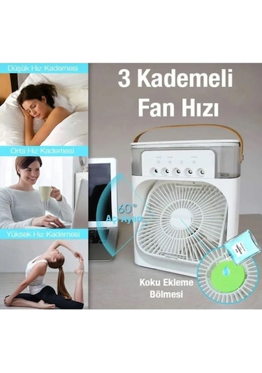 600 Ml Ultrasonik Hava Nemlendirici Buhar Makinesi Ve Aroma Difüzörü Ve Buzlu Klima Rgb Işıklı