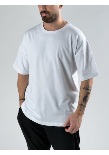 Cocopelli Oversize Beyaz Erkek T-shirt Coc3073