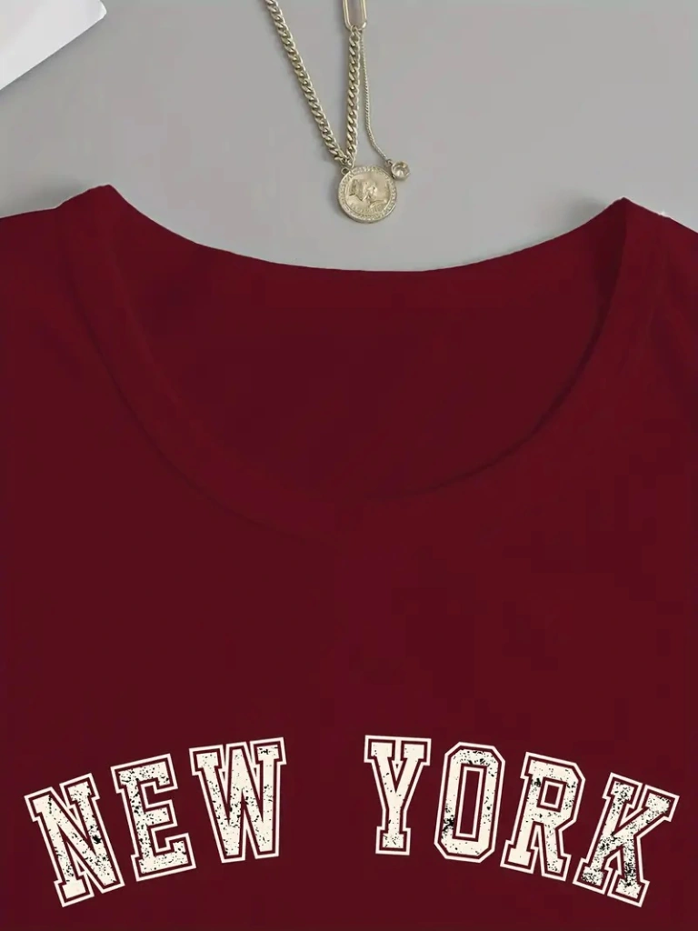 Nova Bazaar Kadın Uzun Kollu Bisiklet Yaka Yazı Baskılı Viskon Bluz Bordo