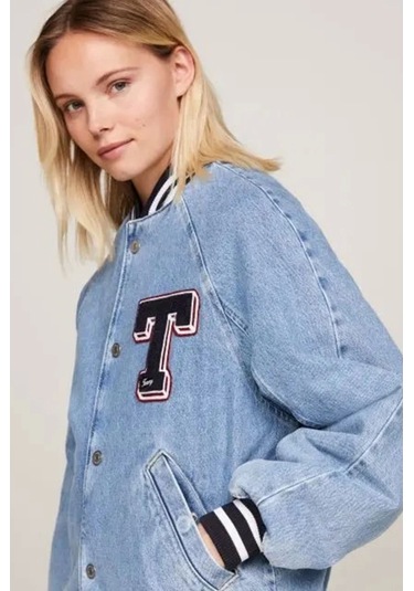 Tommy Hilfiger Kadın Letterman Denim Ceket Denim