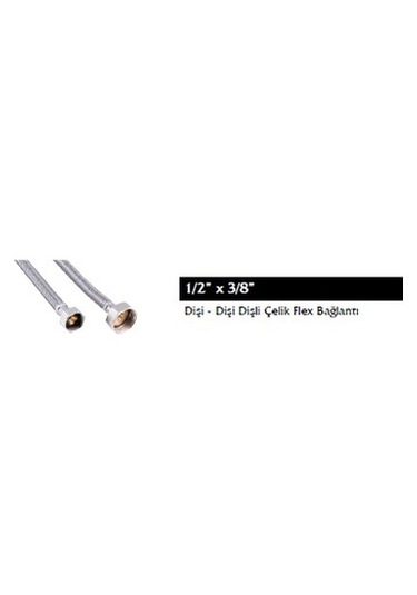 Çelik Flex Bağlantı, 1/2"-3/8", 30 Cm, Dişi Dişi Dişli 1