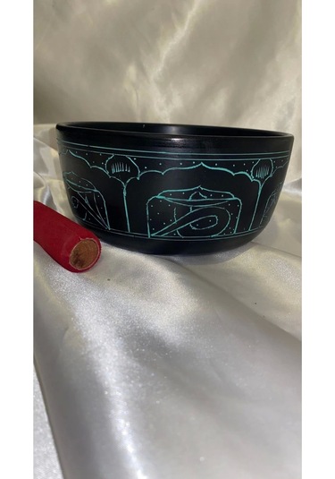 Tibet Çanağı Çanı Kasesi Meditasyon Yoga Singing Bowl 7 Element 19 Cm Çap Siyah Kişiye Özel Frekans