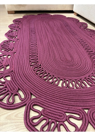 Matrix Jüt Kilim, Paspas, Mutfak Halısı, Banyo Paspası, Kilim, Halı, Oturma Odası Halısı Mürdüm