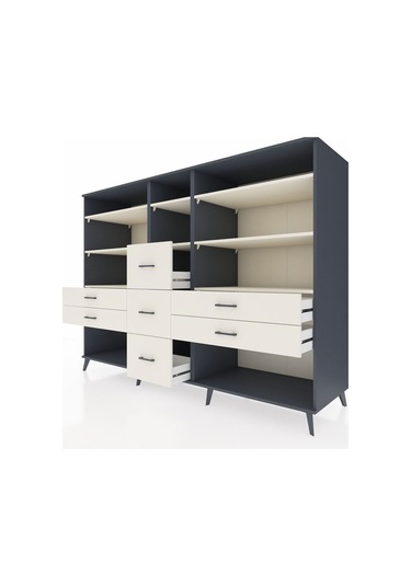 Kronos Dolap 8 Raflı 7 Çekmeceli 220x59x163 Antrasit-aytaşı Antrasit-aytaşı