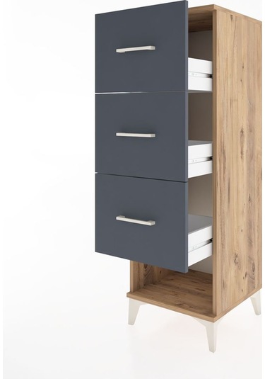 Hyperion Dolap 3 Çekmeceli 44x44x134 Çam-antrasit Atlas Çam