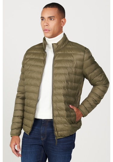 AC&Co / Altınyıldız Classics Erkek Hakı Standart Fit Normal Kesim Dik Yaka Mont Haki