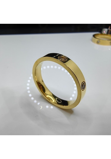 Altın Gül Altın Paslanmaz Çelik Çift Yapay Elmas Yüzük Erkek/kadın Taşlı Çift Alyans Titanyum Nişan Yüzüğü 5-10 Women-8 Altın