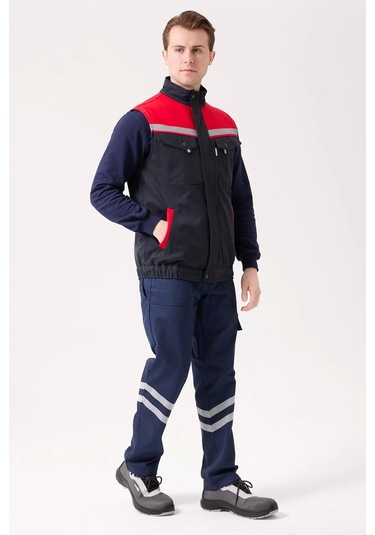 Kışlık İş Yeleği Grikırmızı Gabardin Çok Cepli Royal Sıcak Tutucu Rüzgar Geçirmez Reflektörlü Lacivert-kırmızı Kışlık İş Yeleği Grikırmızı Gabardin Çok Cepli Royal Sıcak Tutucu Rüzgar Geçirmez Reflektörlü Lacivert-kırmızı