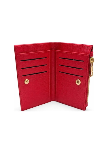 Adelina Bags Kadın Timsah Deseni Görünümlü Basic Küçük Kırmızı Cüzdan Kırmızı