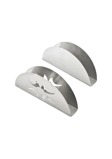 Düz Yaratıcı Fan Şeklinde Sektör Paslanmaz Çelik Peçetelik Organizatör Konteyner Doku Tutucu Kılıf Kutuları Masa Dekorasyon