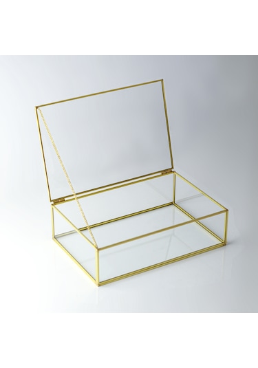 Cam Kutu Pirinç & Gold 35x25x5cm