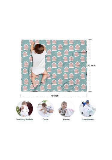 Noel Desenli Bebek Battaniyesi 40x30 İnç, Polar, Yumuşak, Hafif Ve Kalın Noel Zencefil Ekmek Evi