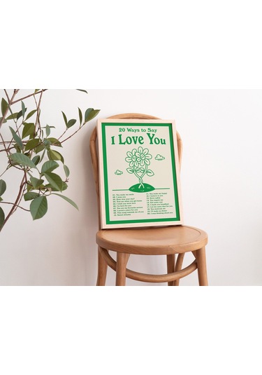 Seni Seviyorum Duvarı, Olumlu Olumlamalar, Yeşil, Retro Duvar Dekoru