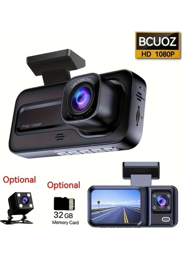 Chuangyinshop 3 Lens Without Card Araç Kamerası 1080p Ön 720p İçi Arka Görüş Gece Vizyonu Dvr Kayıt