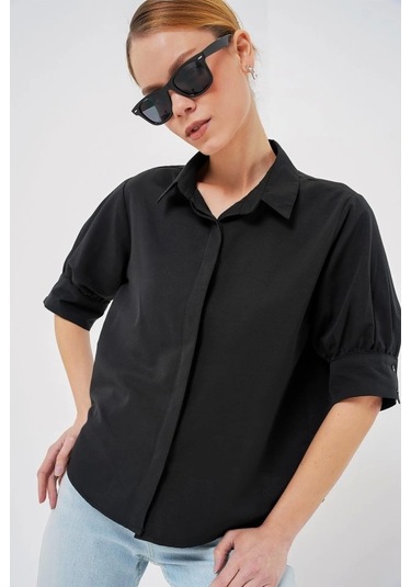 Kısa Kol Gömlek 20312 - Siyah Si Yah Siyah