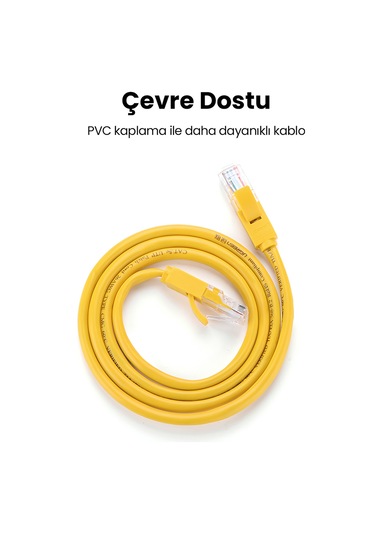 Ugreen Cat5e Ethernet Kablosu, 3 Metre, Sarı, 11232