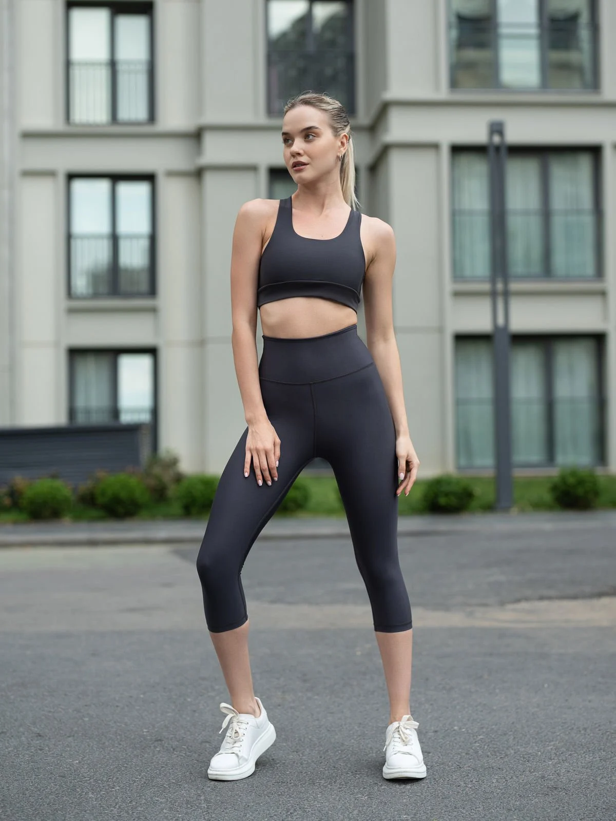 Toparlayıcı Spor Kapri Tayt Antrasit