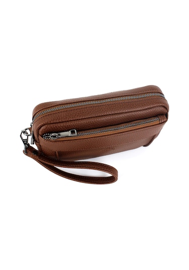 Erkek Taba Renk Lüks El Ve Bileklik Kemerli Portföy El Çantası Taba