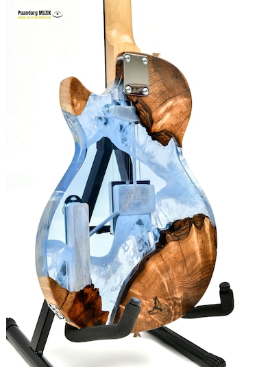 Elektro Gitar Custom Epoksi & Yıllanmış Ağaç Kişiye Özel Mavi