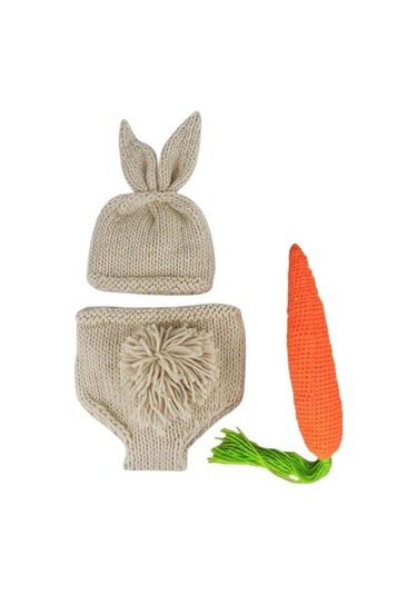 Yeni Doğan Bebek Tuhla Ve Pantolon Fotoğraf Seti Pembe Beyaz