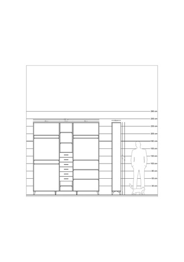 Arges Dolap 10 Raflı 6 Çekmeceli 3 Askılı 220x30x243 Antrasit-aytaşı/antrasit Aytası/antrasıt