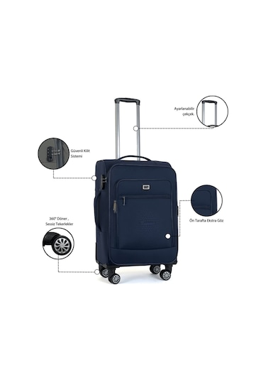 Kumaş Yüzeyli Oasis Serisi Seyahat Valizi, Orta Boy - Gri