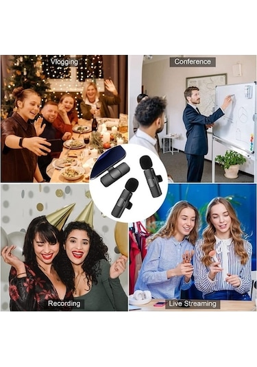 Wondernest K9 2'si 1 Arada Kablosuz Klipsli Otomatik Gürültü Önleyici Canlı Mini Mikrofon, K9 Pro