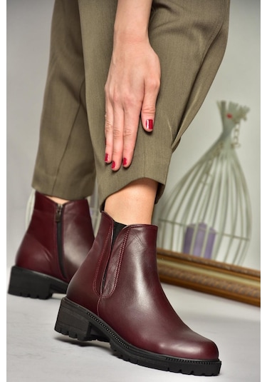 Fox Shoes J654011903 Bordo Hakiki Deri Kadın Bot Bordo-hakiki Deri Bordo