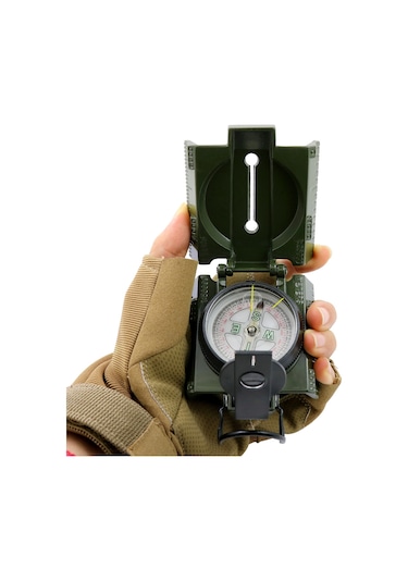 Yaozixa Yeşil Metal+abs Topografik Pusula, Işıklandırmalı, Doğru Navigasyon, Manzaralı Teleskop, Ölçüm Cetveli İle Outdoora Uygun