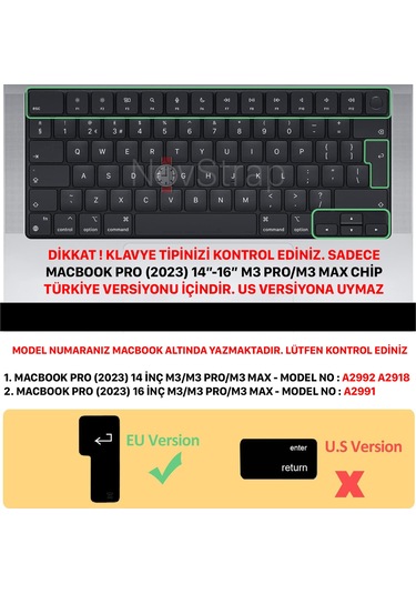 Novstrap  Macbook Pro M3 16 İnç A2991 İle Uyumlu Türkçe Q Klavye Siyah Klavye Koruyucu Kılıf Karışık Çok Renkli