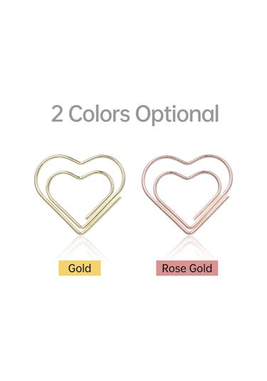 Honmex 50 Adet Gümüş电镀 Kalp Şekilli Büro Klipsi - Düğün Dekorasyonu, Kraft Çalışmaları Ve Belgeler İçin Altın/pembe Altın Seçenekli